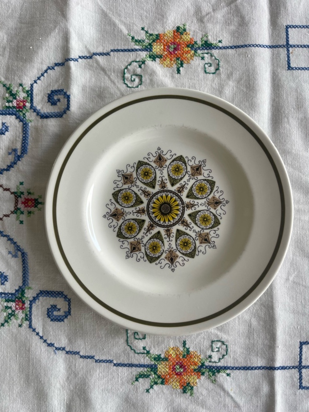 Retro 1960’s Swinnertons Ironstone Paisley Green 6.5” Bread and Butter Plate